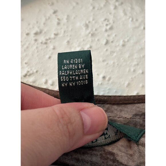 Lauren Ralph Lauren Floral Ruffle Sleeveless Top 1X Cotton Brown & Pink - Picture 6 of 12